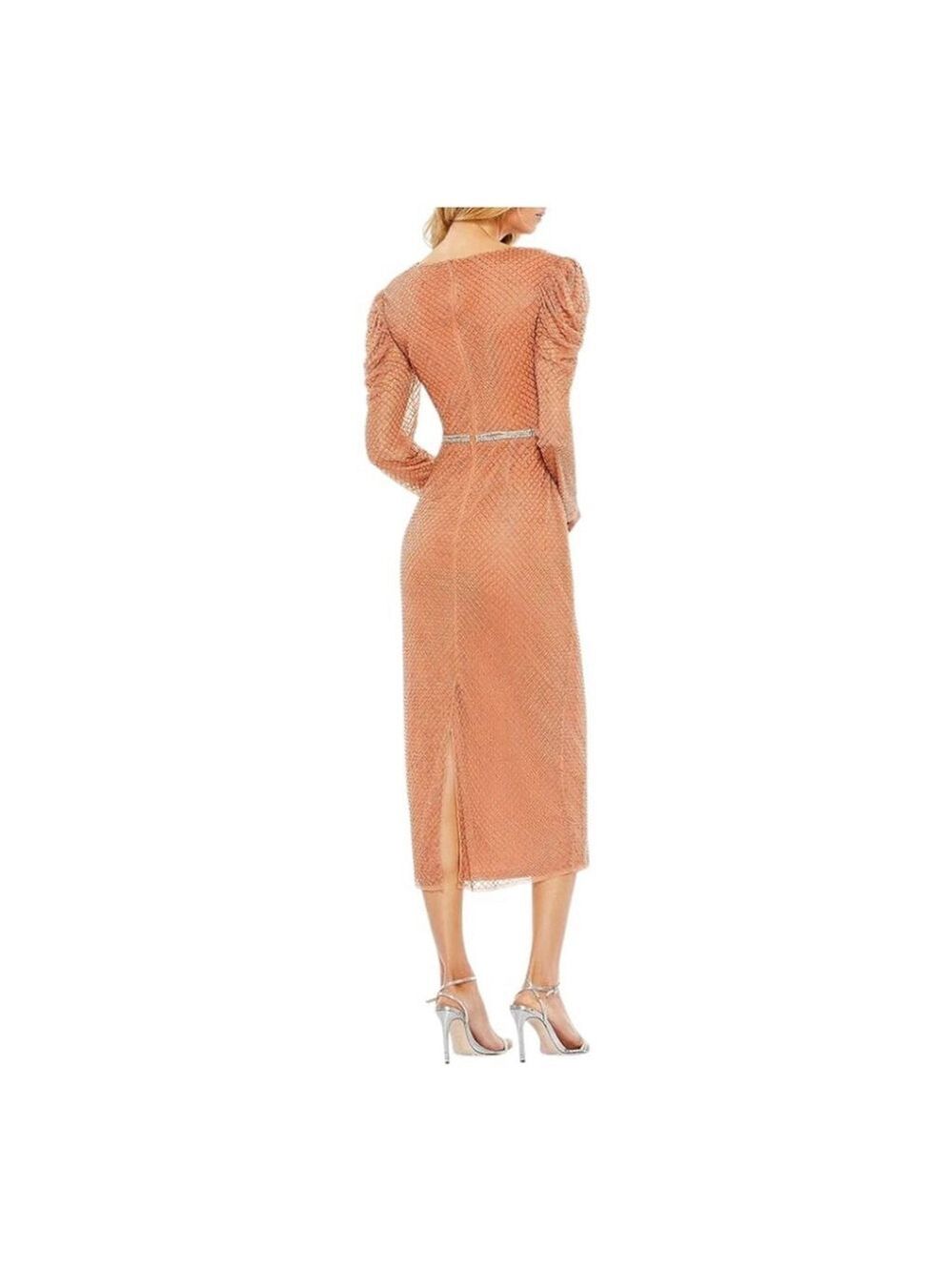 Mac Duggal Copper Beaded Midi Dress Plus Size 20 - Picture 2 of 12